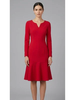 zarif-v-yaka-etek-ucu-volanli-kirmizi-midi-elbise-40-beden